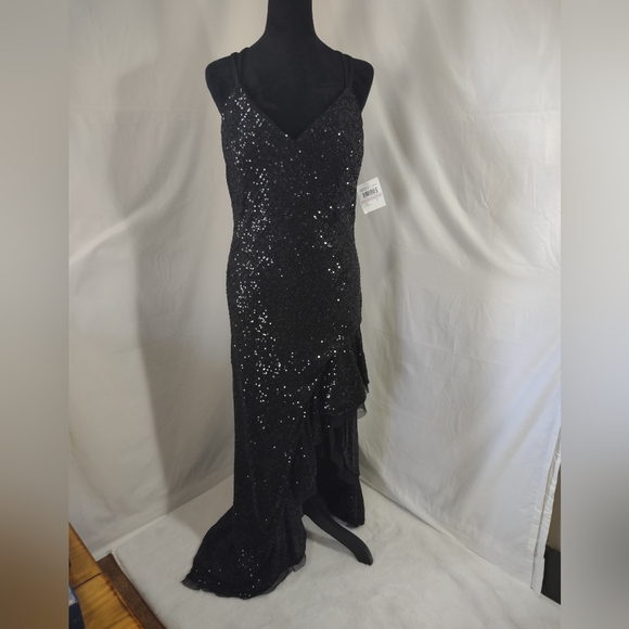 MORGAN & CO NWT Black Sequin Sleeveless Formal Dress Size 11 - Picture 1 of 9